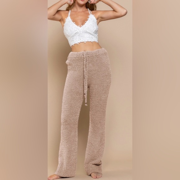 New POL SWEATER SOFT Cozy Tan KNIT Pants sz M L - Picture 3 of 4